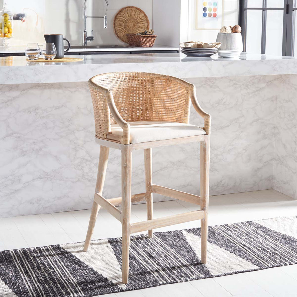 Safavieh Brando Bar Stool - Natural / White Washed