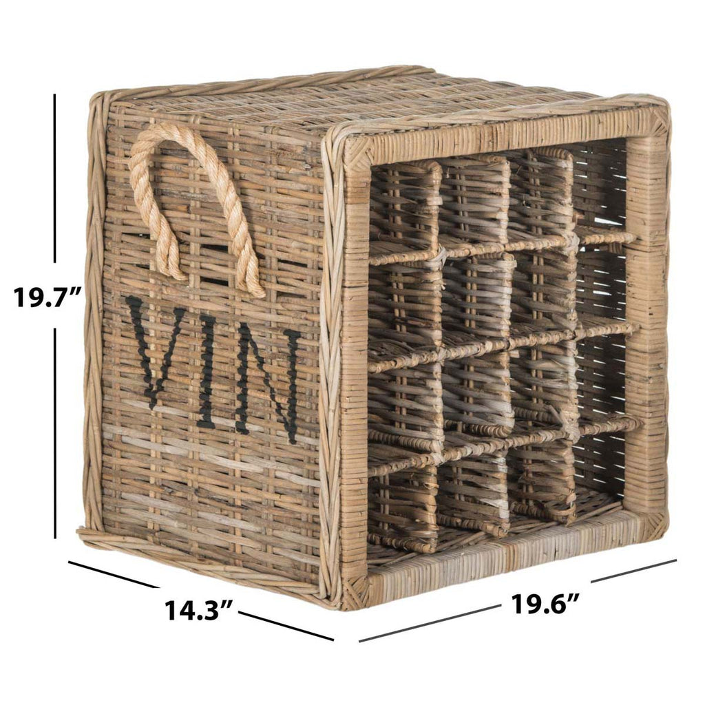 Safavieh Aziza 16 Bottle Wicker Wine Rack - Grey