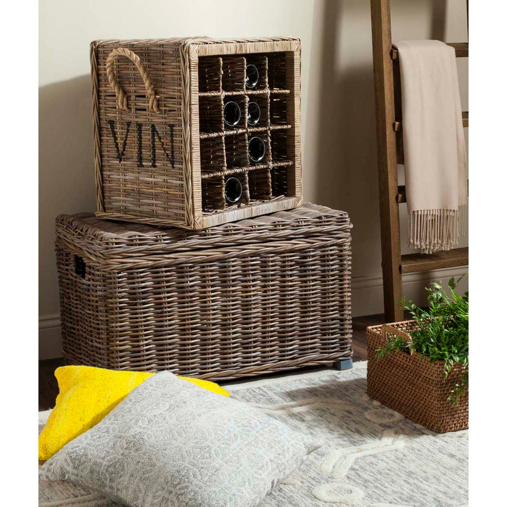 Safavieh Aziza 16 Bottle Wicker Wine Rack - Grey