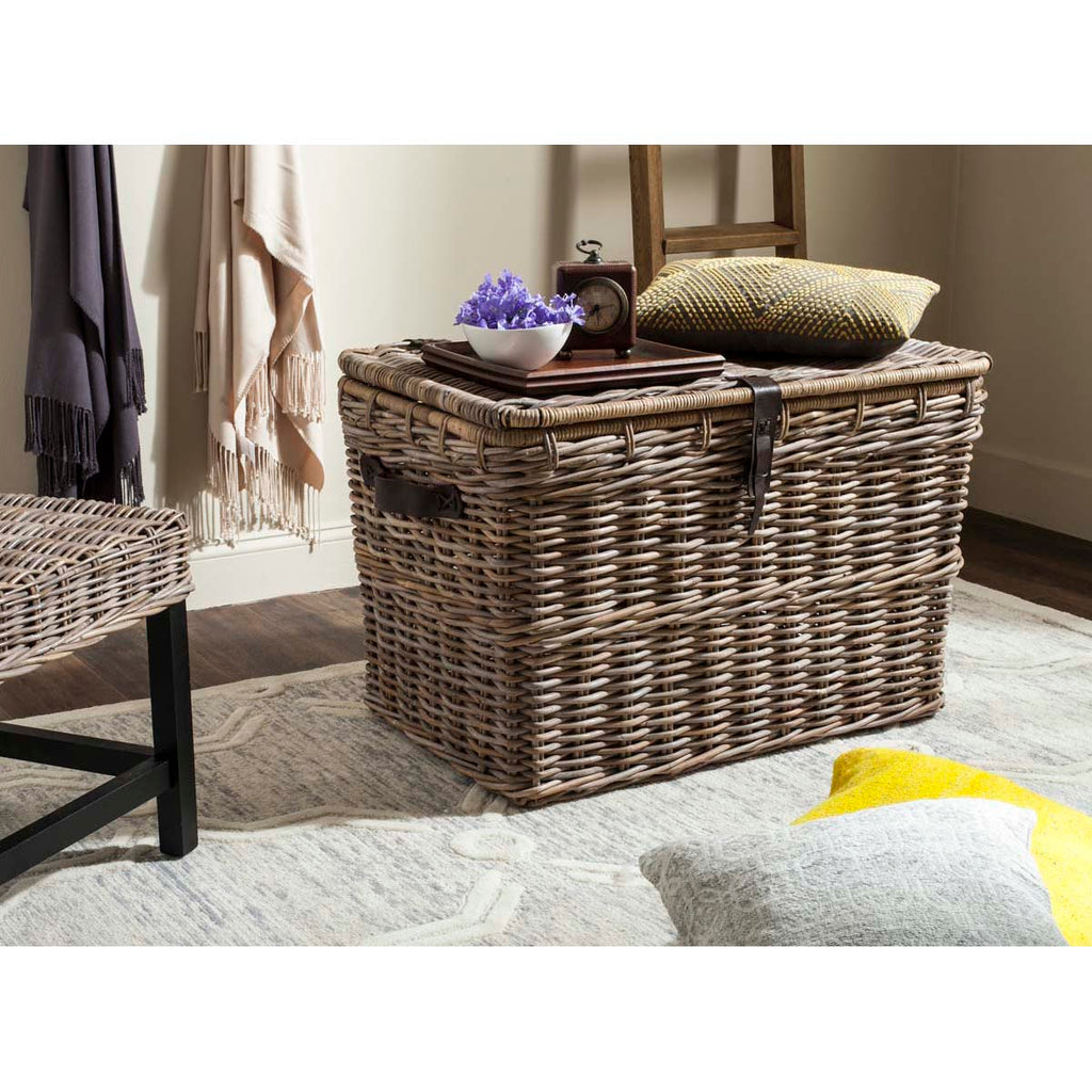 Safavieh Amancio Wicker Trunk - Grey