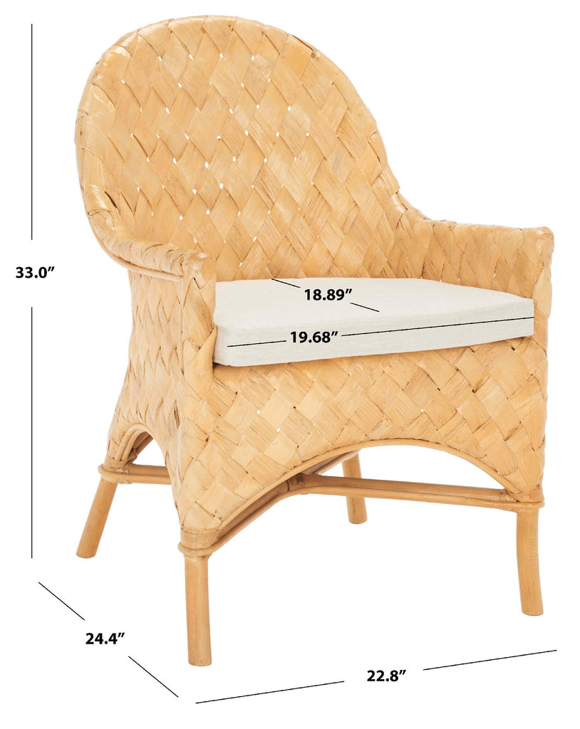 Safavieh Chorus Woven Dining Chair W/ Cushion - Natural / White