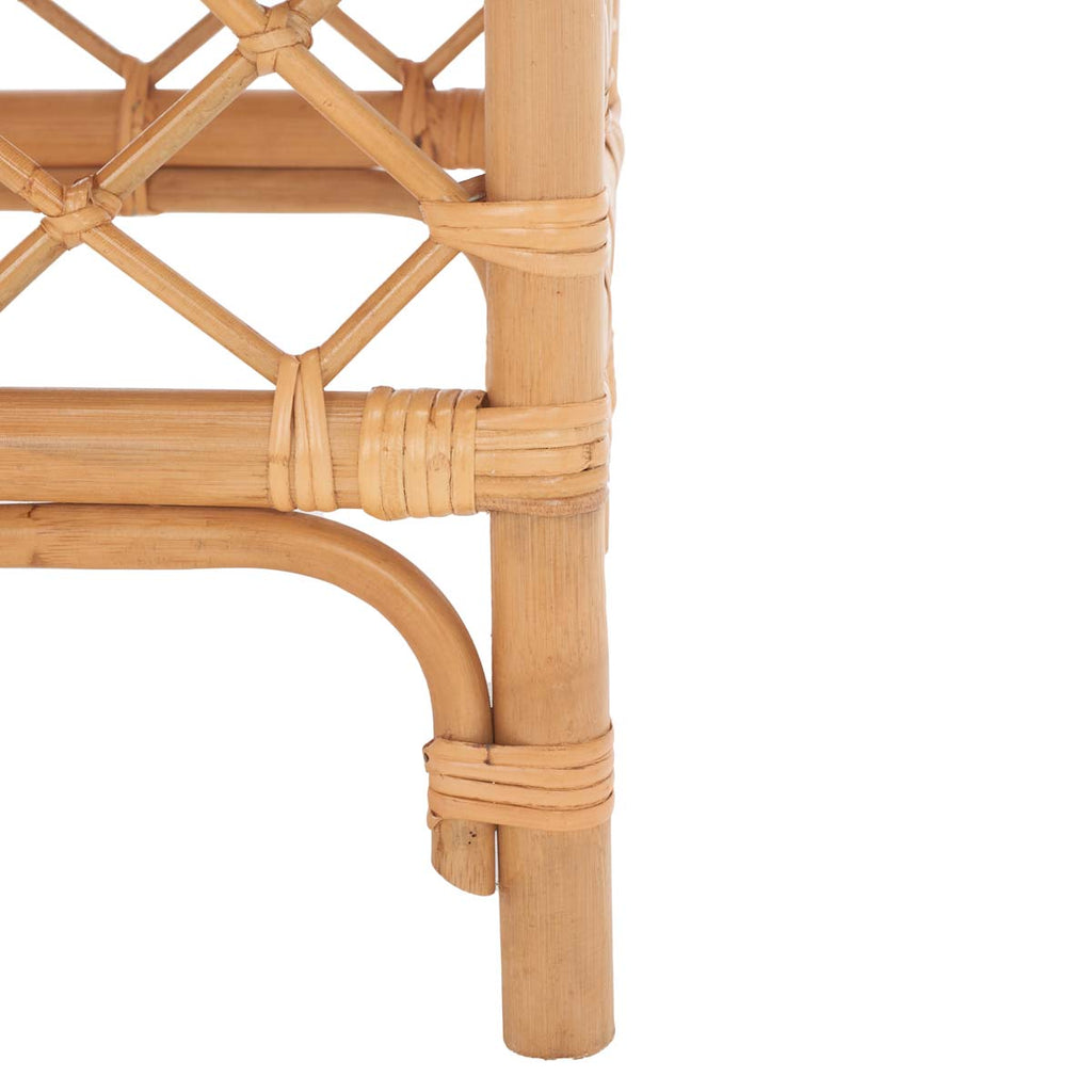 Safavieh Larroux Rattan Ottoman W/ Cushion - Honey / White
