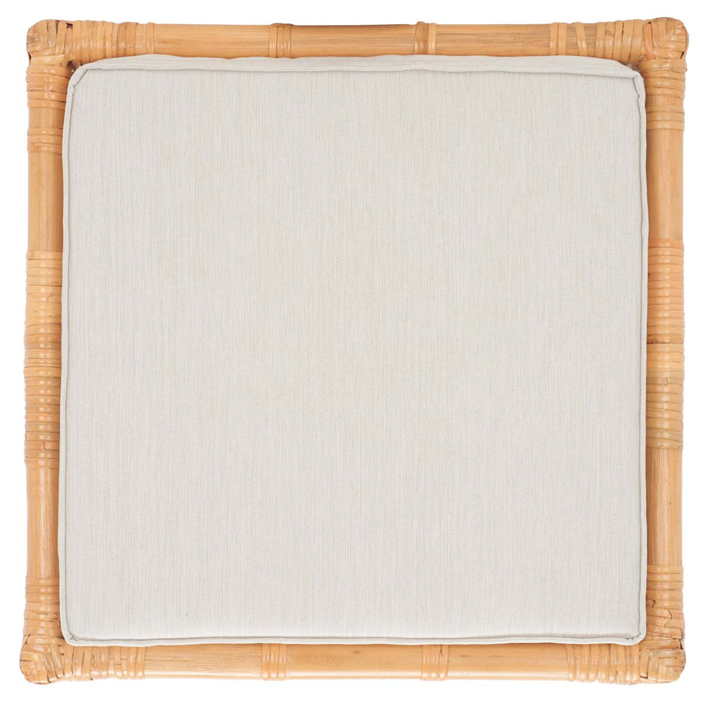 Safavieh Larroux Rattan Ottoman W/ Cushion - Honey / White