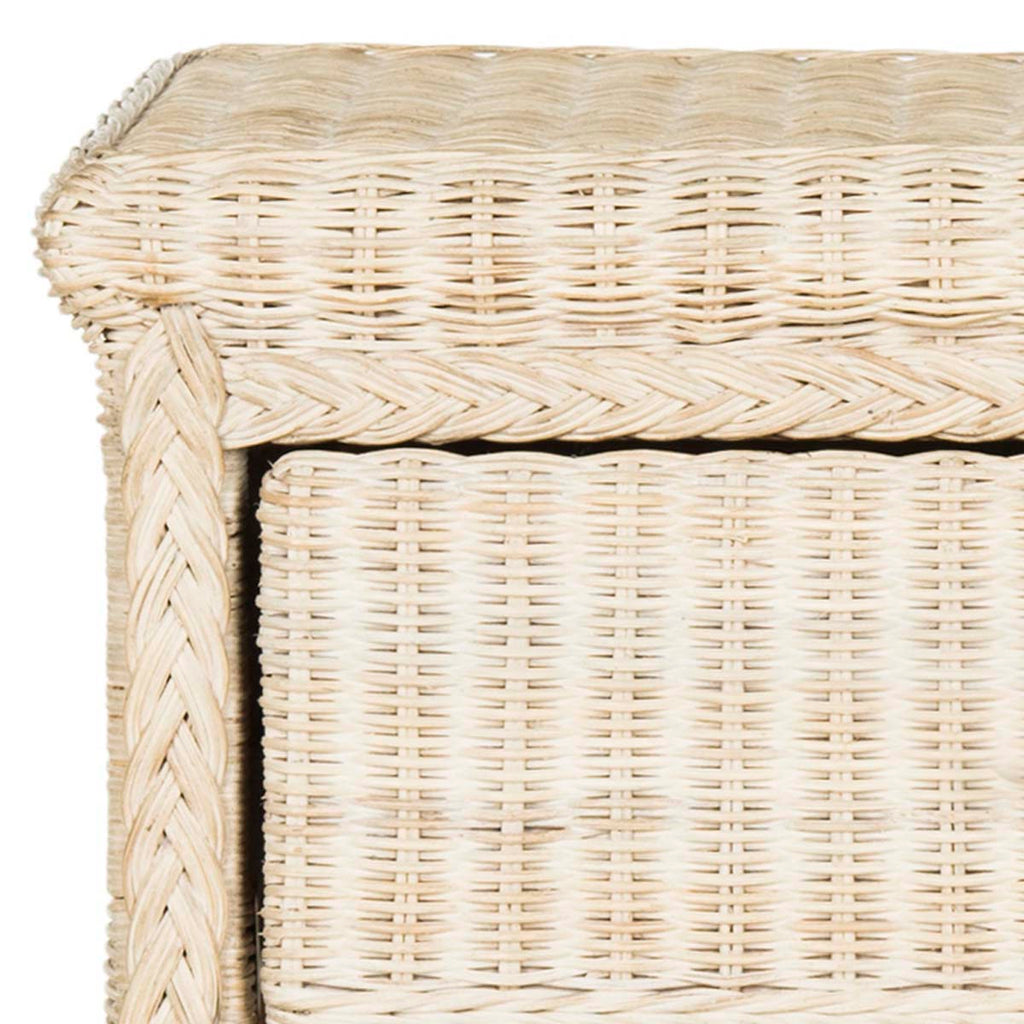 Safavieh Adira Natural White Wash Wicker Nightstand With Drawer And 8H Storage - White Washed