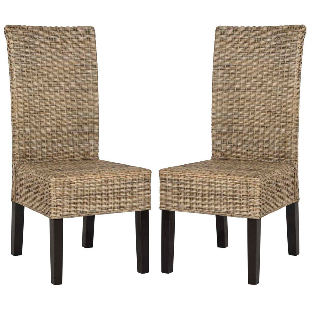 Safavieh Arjun 18''H Wicker Dining Chair-Grey (Set of 2)