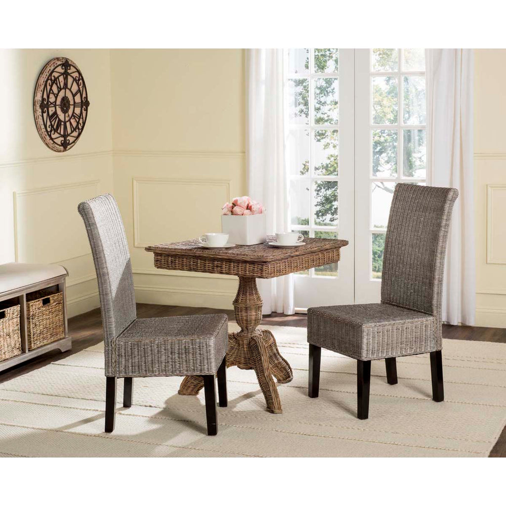 Safavieh Arjun 18''H Wicker Dining Chair-Antique/Grey (Set of 2)