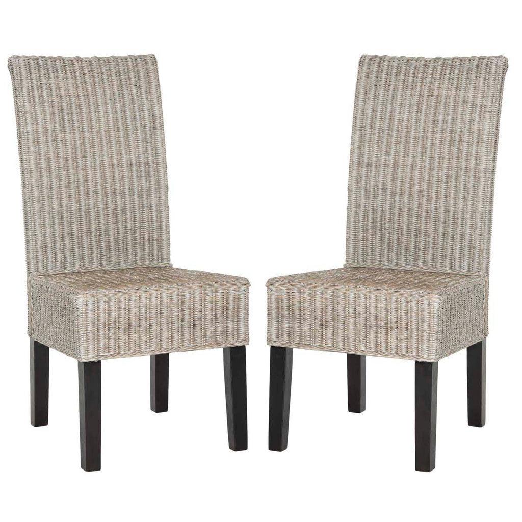 Safavieh Arjun 18''H Wicker Dining Chair-Antique/Grey (Set of 2)