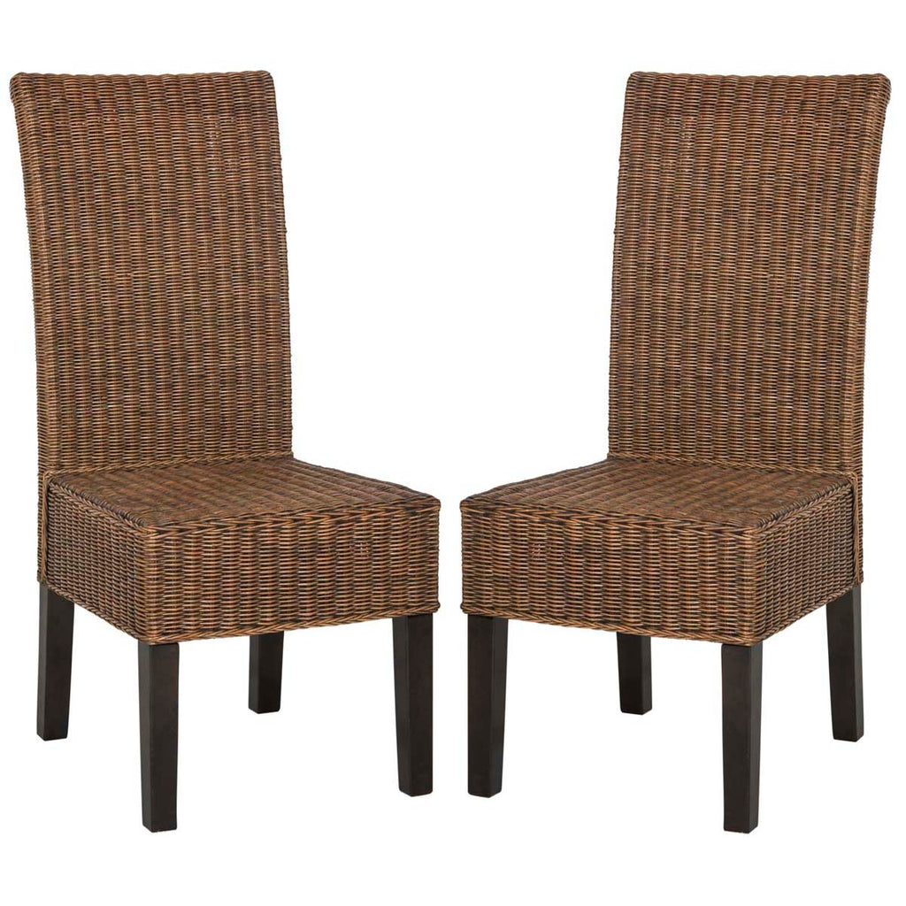 Safavieh Arjun 18''H Wicker Dining Chair-Brown/Multi (Set of 2)