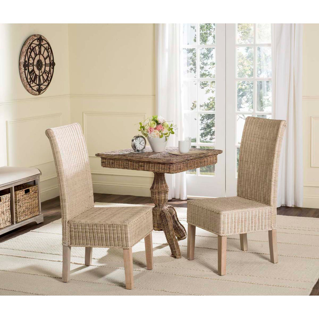 Safavieh Arjun 18''H Wicker Dining Chair-White Washed (Set of 2)