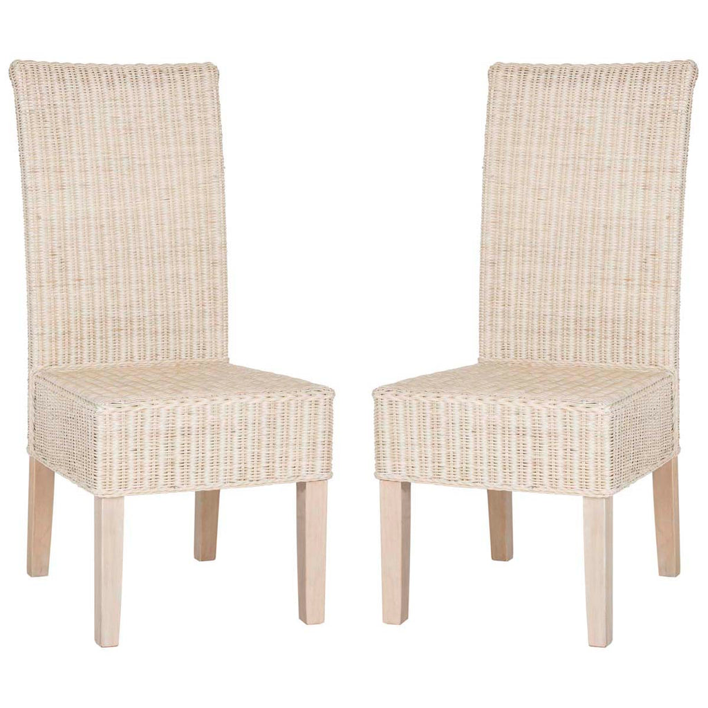 Safavieh Arjun 18''H Wicker Dining Chair-White Washed (Set of 2)