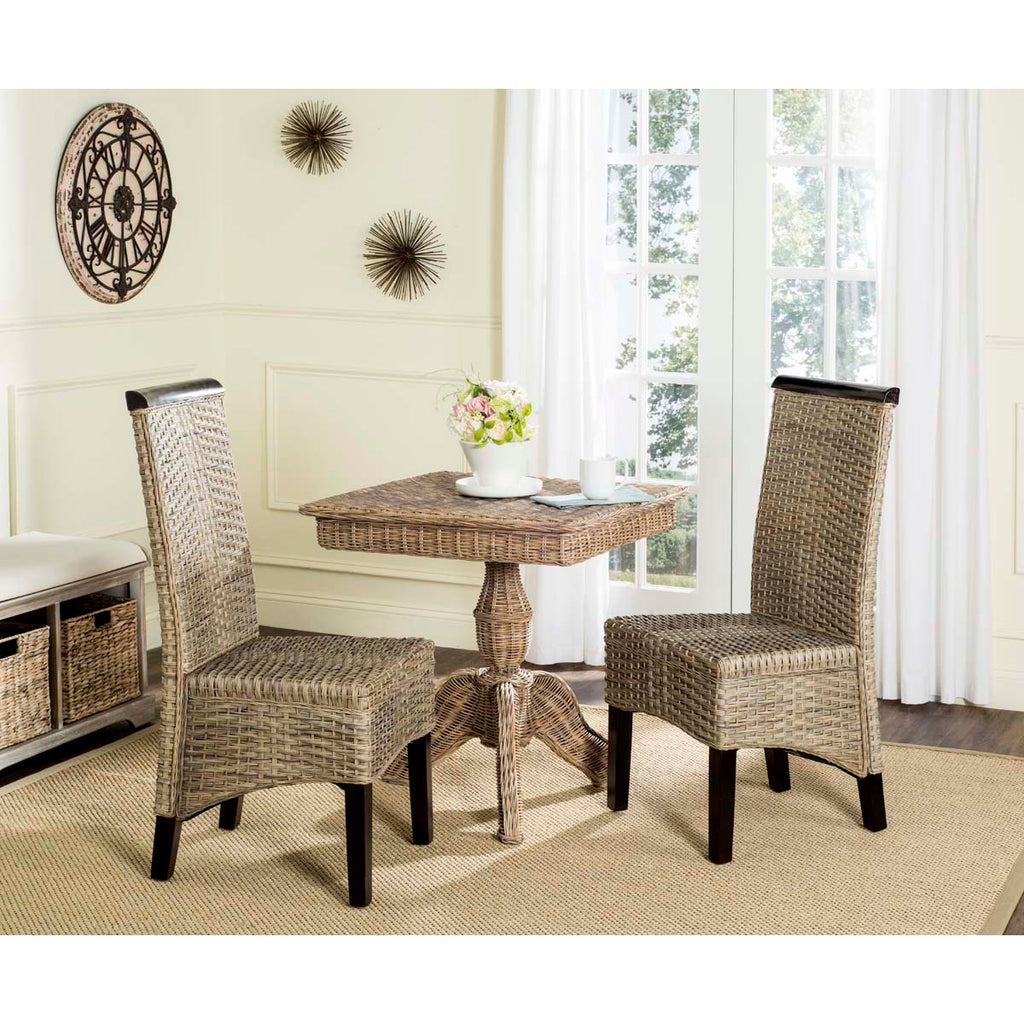 Safavieh Ilya 18''H Wicker Dining Chair-Grey (Set of 2)