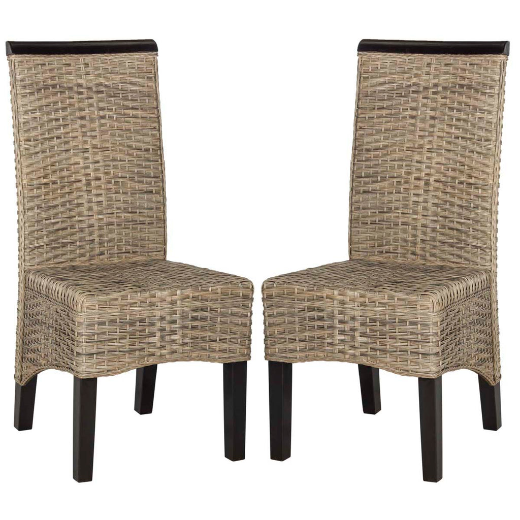 Safavieh Ilya 18''H Wicker Dining Chair-Grey (Set of 2)