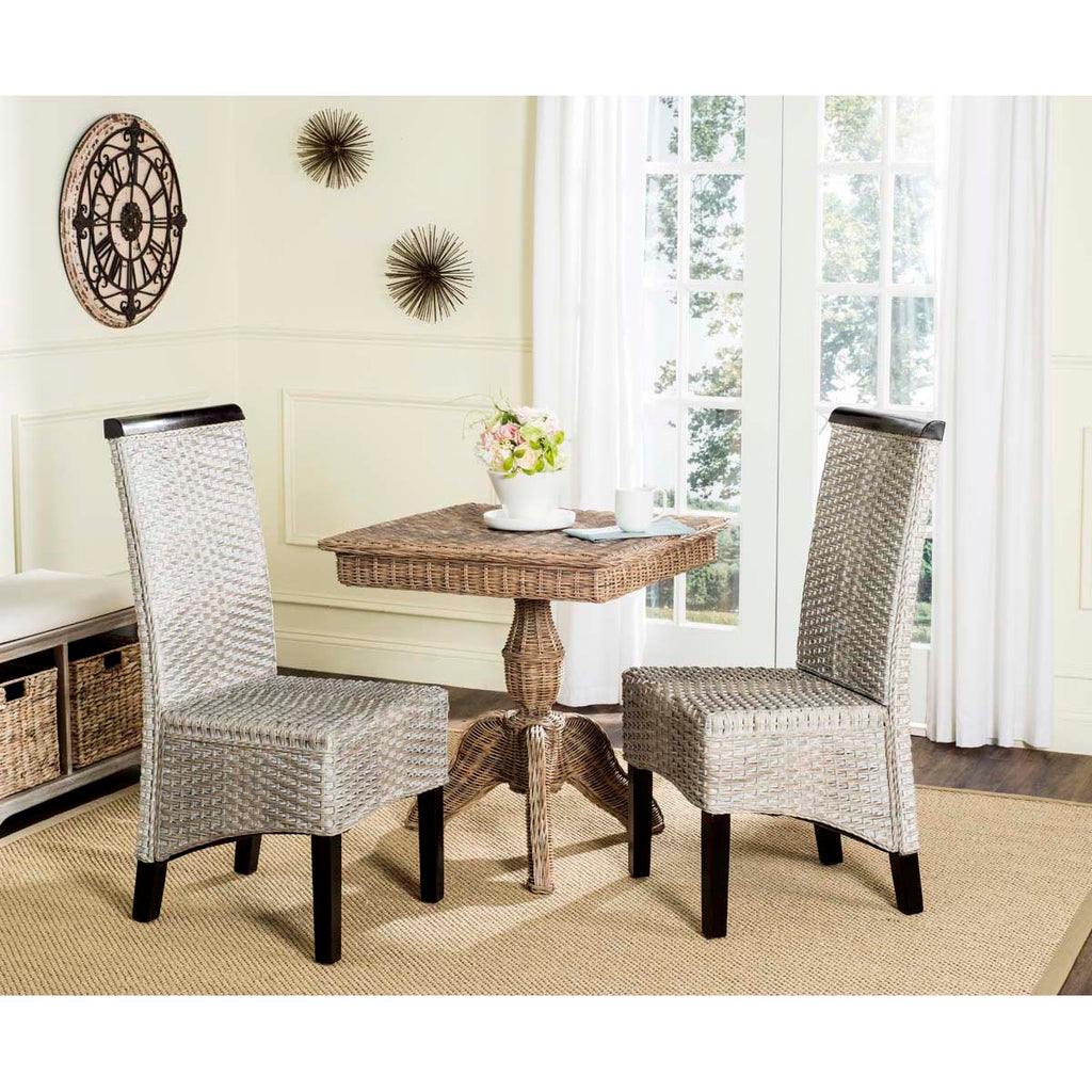 Safavieh Ilya 18''H Wicker Dining Chair-Antique/Grey (Set of 2)