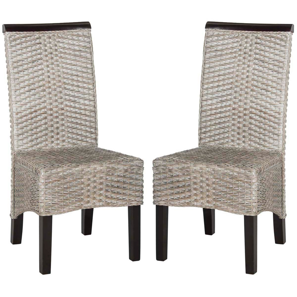 Safavieh Ilya 18''H Wicker Dining Chair-Antique/Grey (Set of 2)