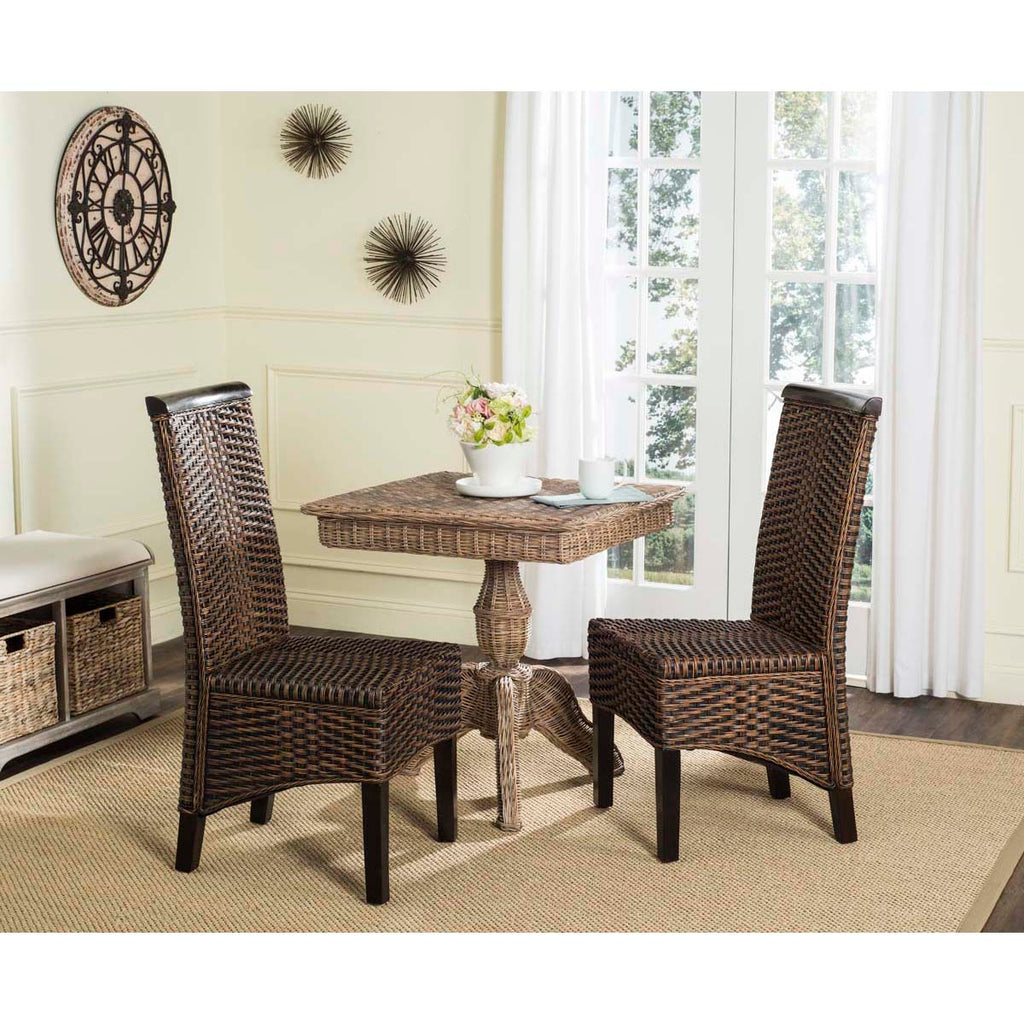 Safavieh Ilya 18''H Wicker Dining Chair-Brown/Multi (Set of 2)