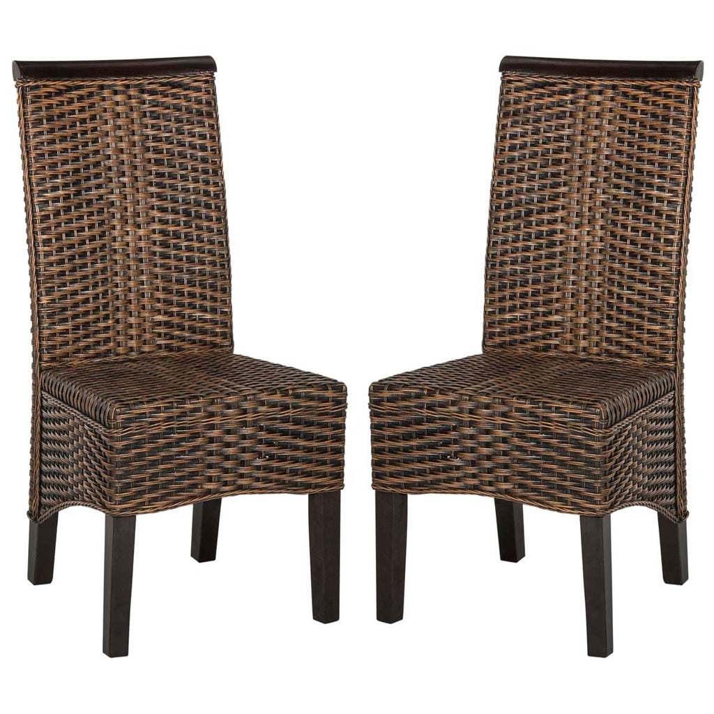 Safavieh Ilya 18''H Wicker Dining Chair-Brown/Multi (Set of 2)