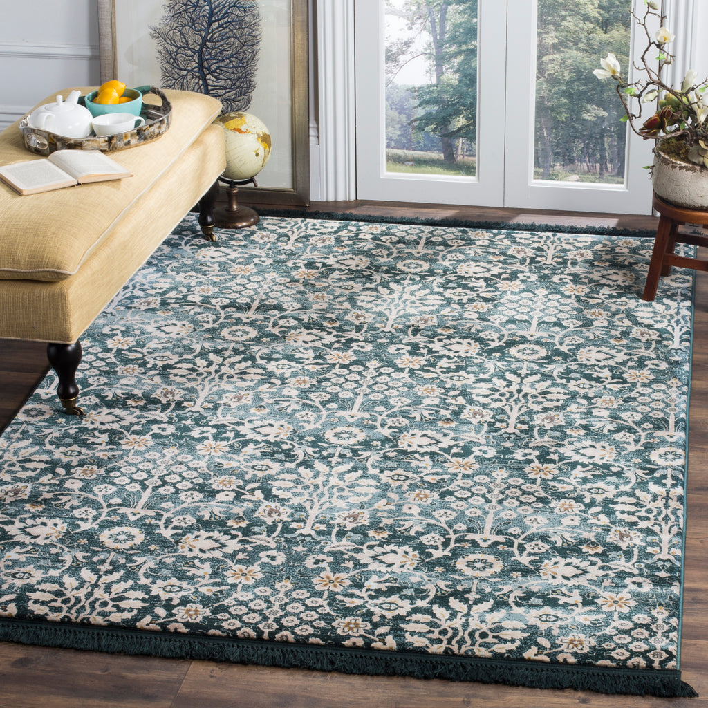 Elegant Area Rug, SER209G, 160 X 230 cm in Turquoise / Cream