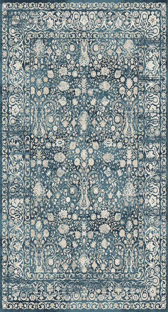 Elegant Area Rug, SER213G, 90 X 150 cm in Blue / Ivory