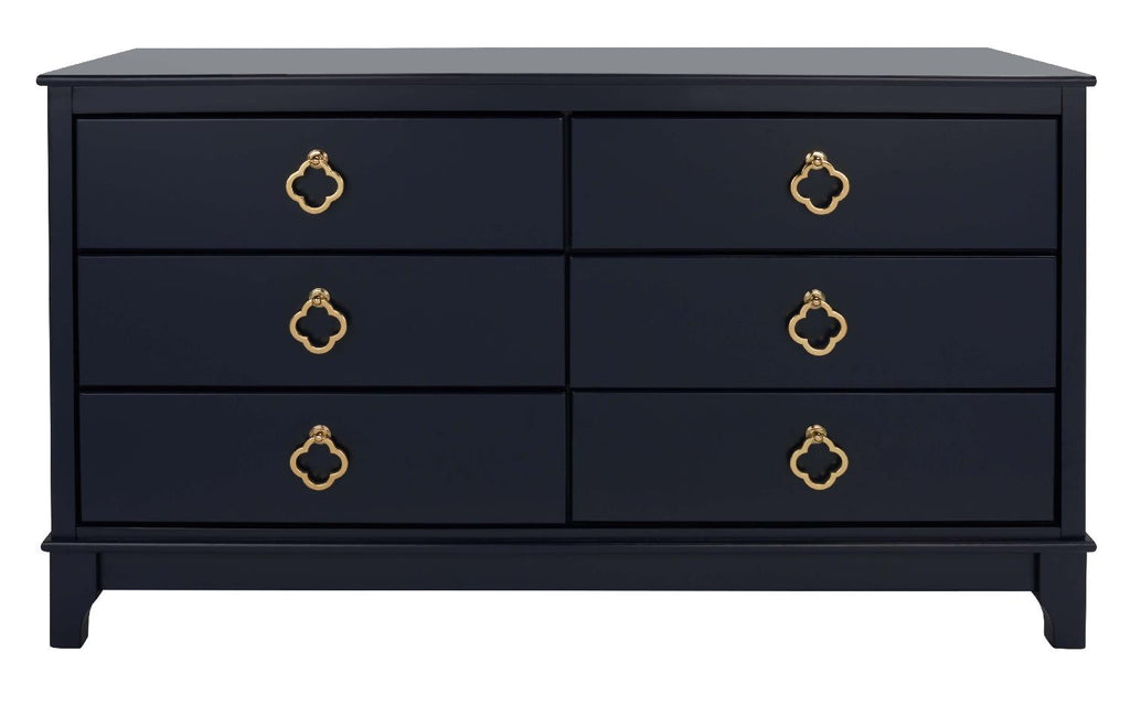 Safavieh Couture Hannon 6 Drawer Contemporary Dresser - Navy / Gold