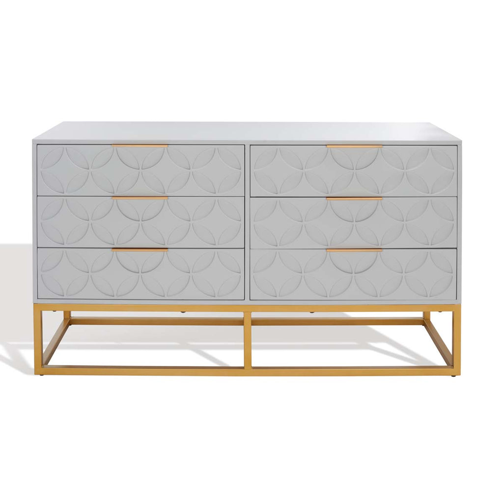 Safavieh Couture Emelia 6 Drawer Dresser - Grey/Gold