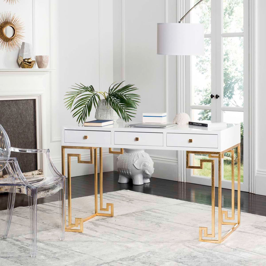Safavieh Couture Valeria Lacquer Writing Desk - White Lacquer
