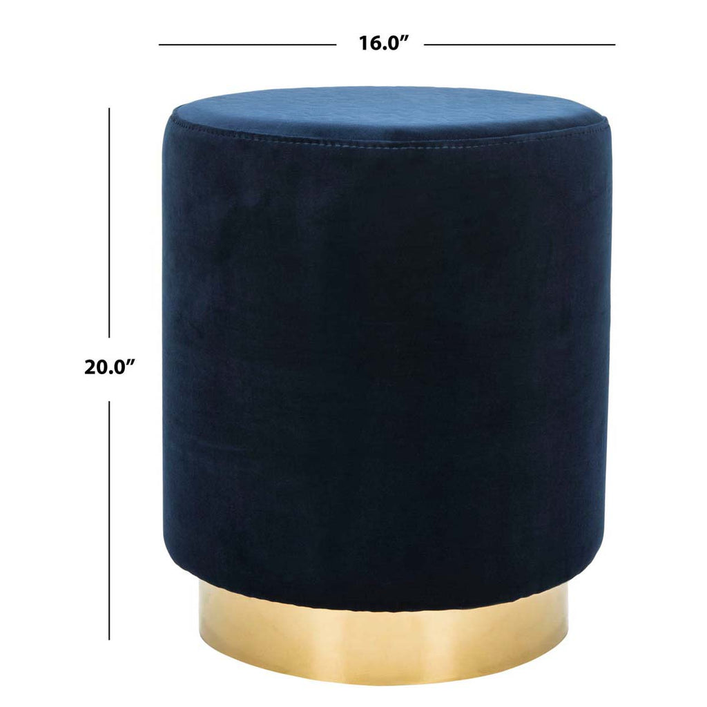 Safavieh Couture Elsworth Velvet Ottoman With Brass Base - Navy