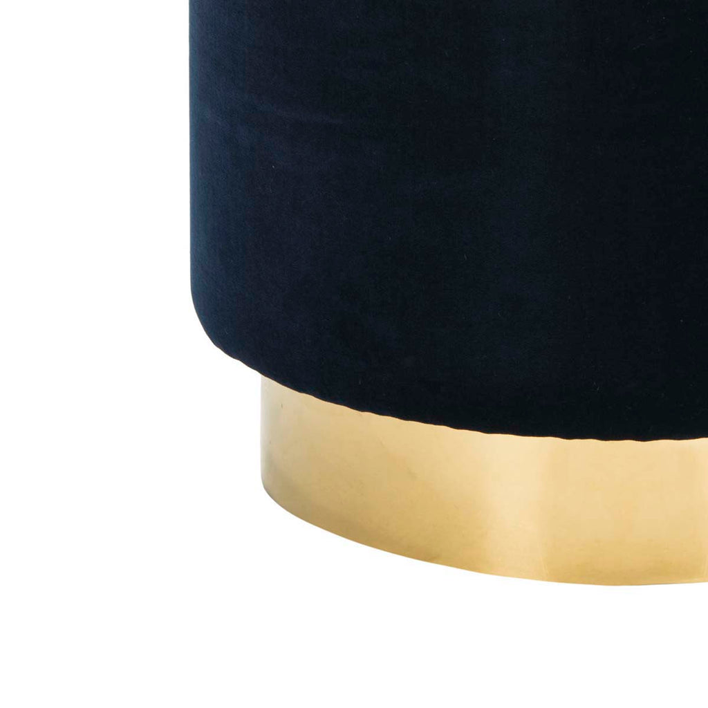 Safavieh Couture Elsworth Velvet Ottoman With Brass Base - Navy