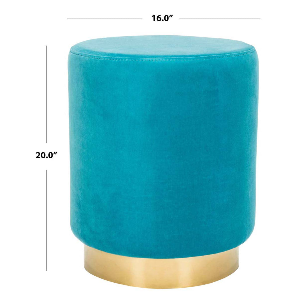 Safavieh Couture Elsworth Velvet Ottoman With Brass Base - Turquoise