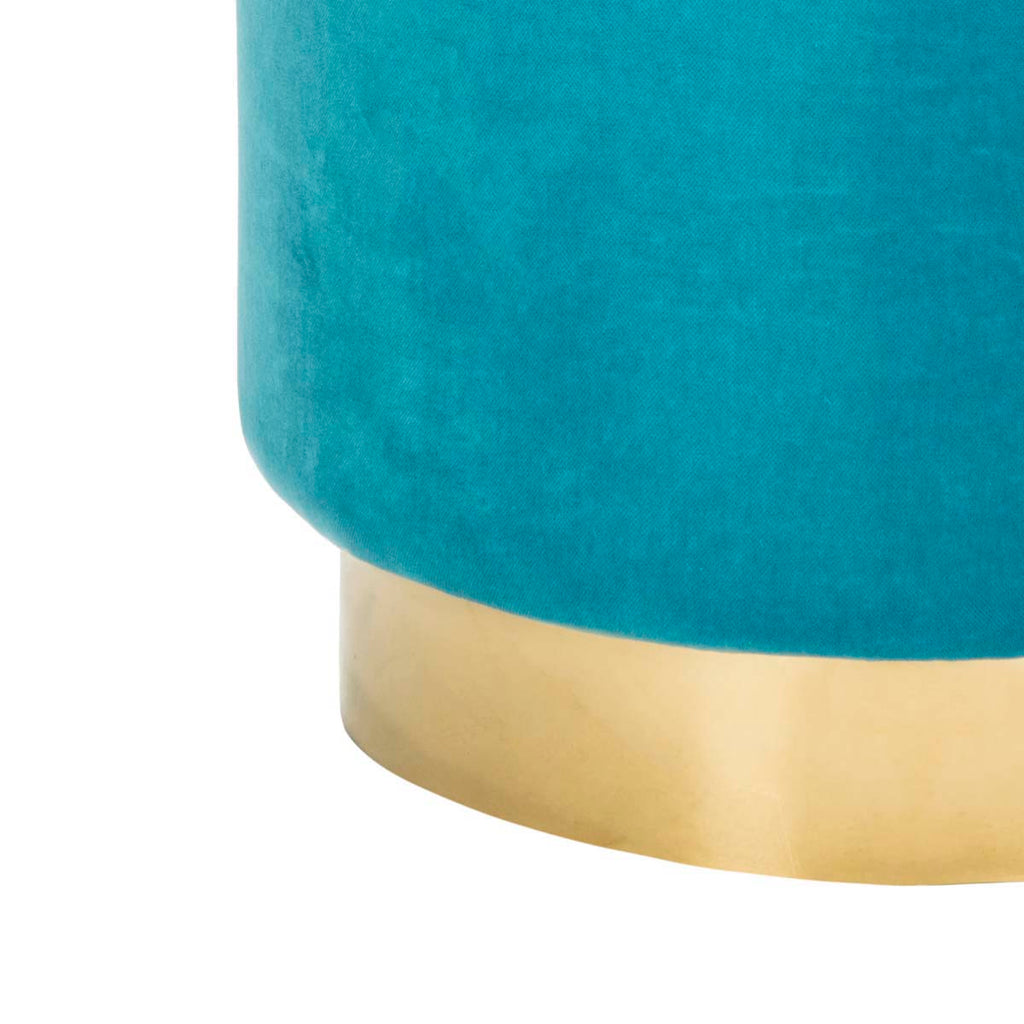 Safavieh Couture Elsworth Velvet Ottoman With Brass Base - Turquoise