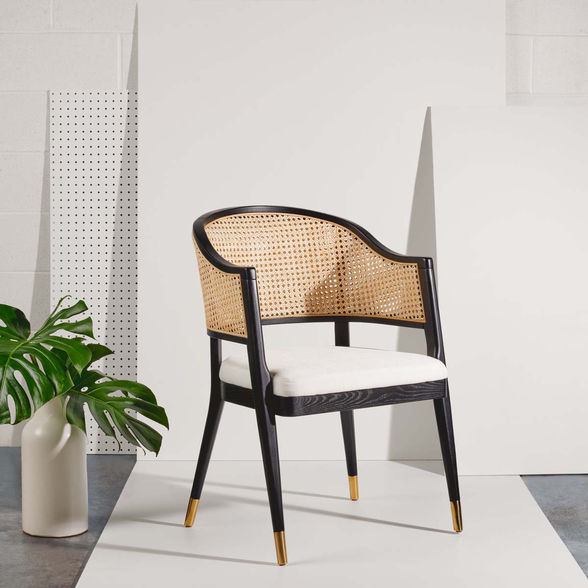 Safavieh Couture Rogue Rattan Dining Chair Black Natural