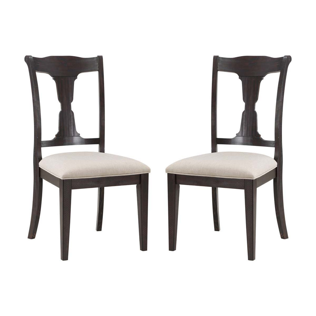 Safavieh Jasmyn Wood Dining Chair - Dark Walnut / Beige (Set of 2)