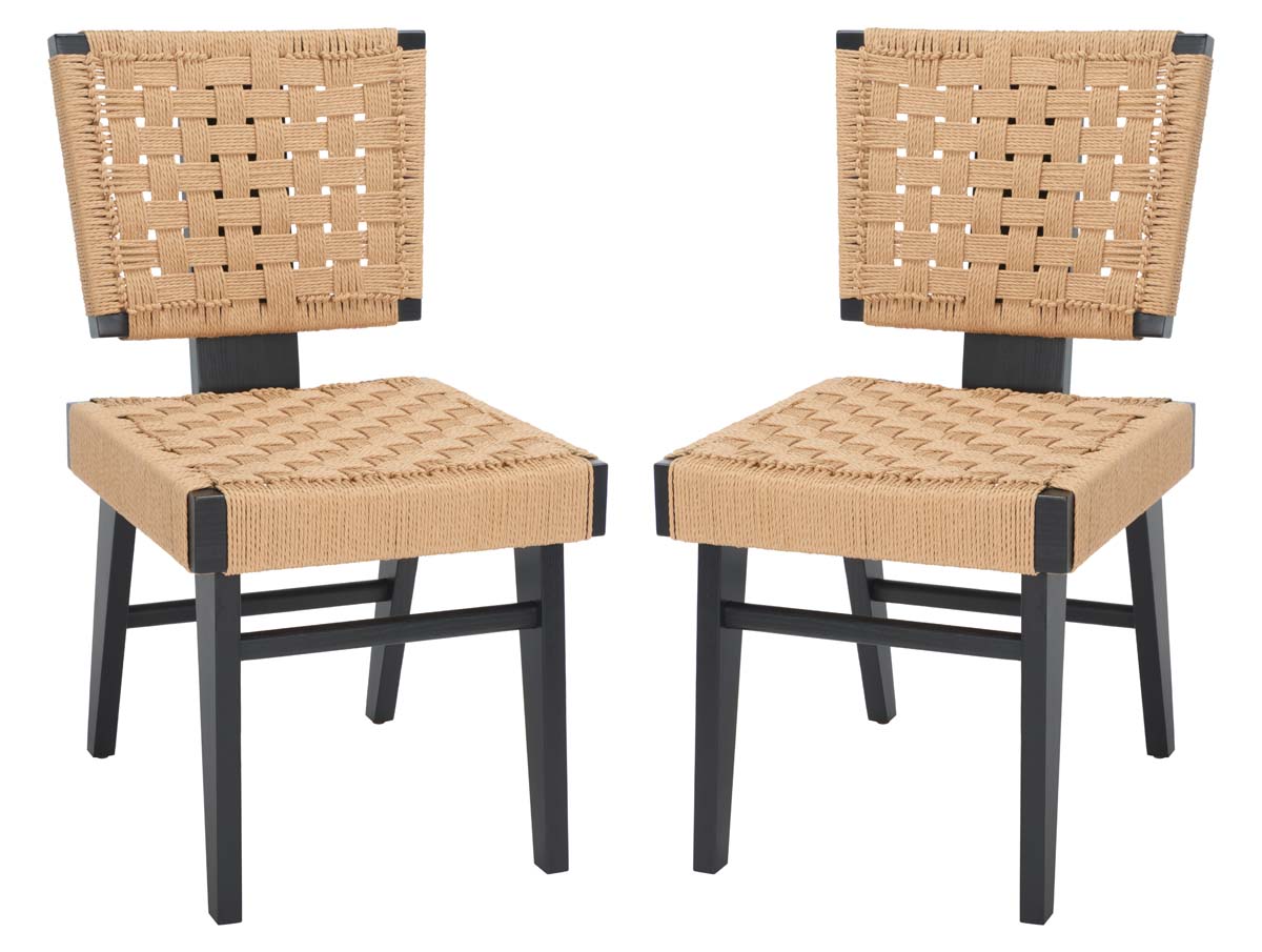 Black woven online dining chairs