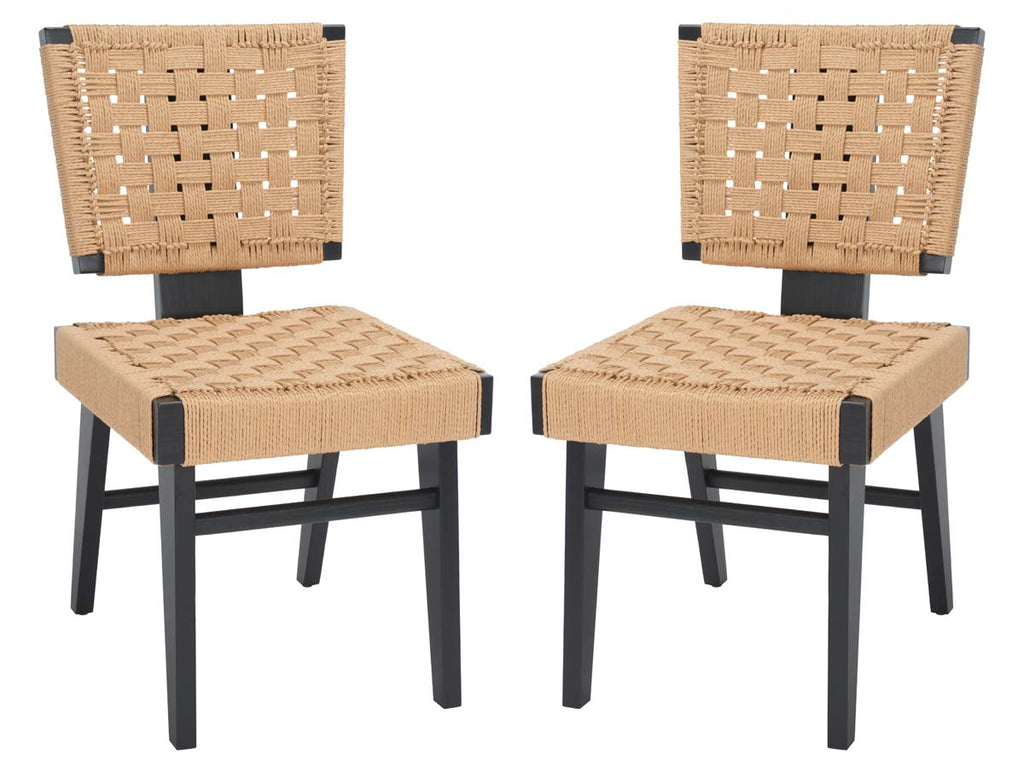 Safavieh Couture Susanne Woven Dining Chair - Black / Natural (Set of 2)