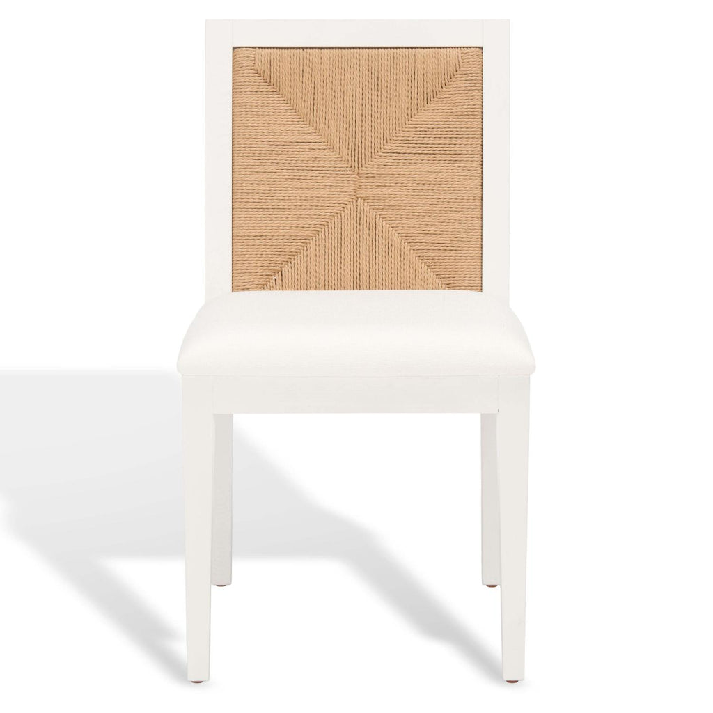 Safavieh Couture Emilio Woven Dining Chair - White / Natural (Set of 2)