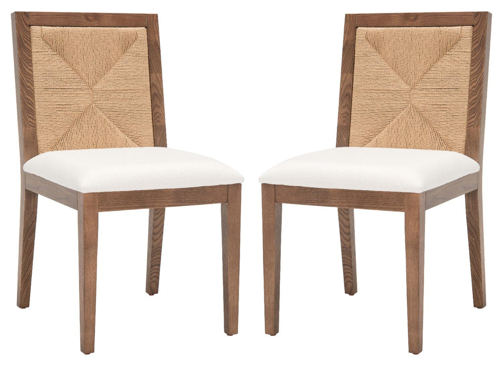 Safavieh Couture Emilio Woven Dining Chair - Walnut / Natural (Set of 2)