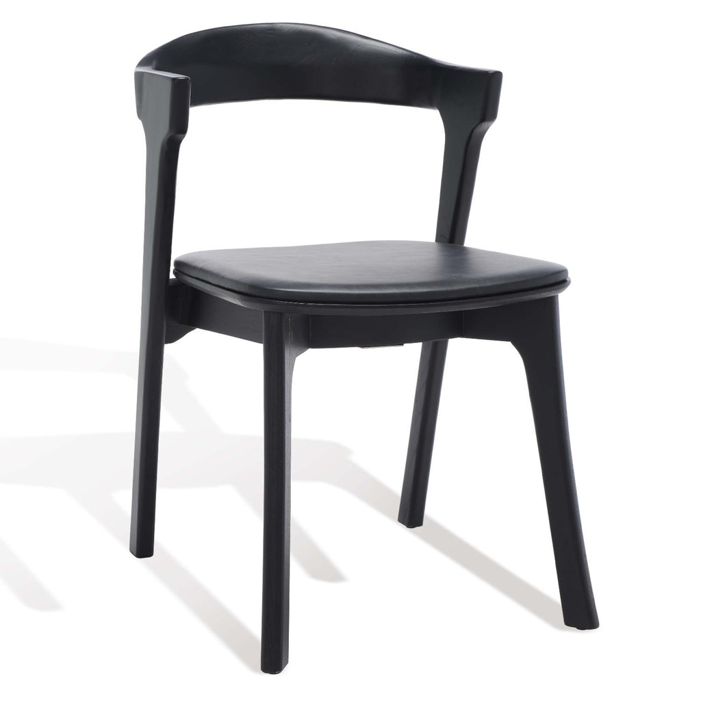 Safavieh Couture Brylie Wood And Leather Dining Chair(Set of 2) - Black