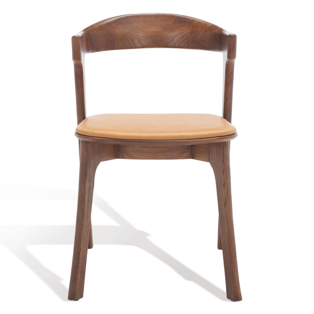 Safavieh Couture Brylie Wood & Leather Chair - Walnut / Brown