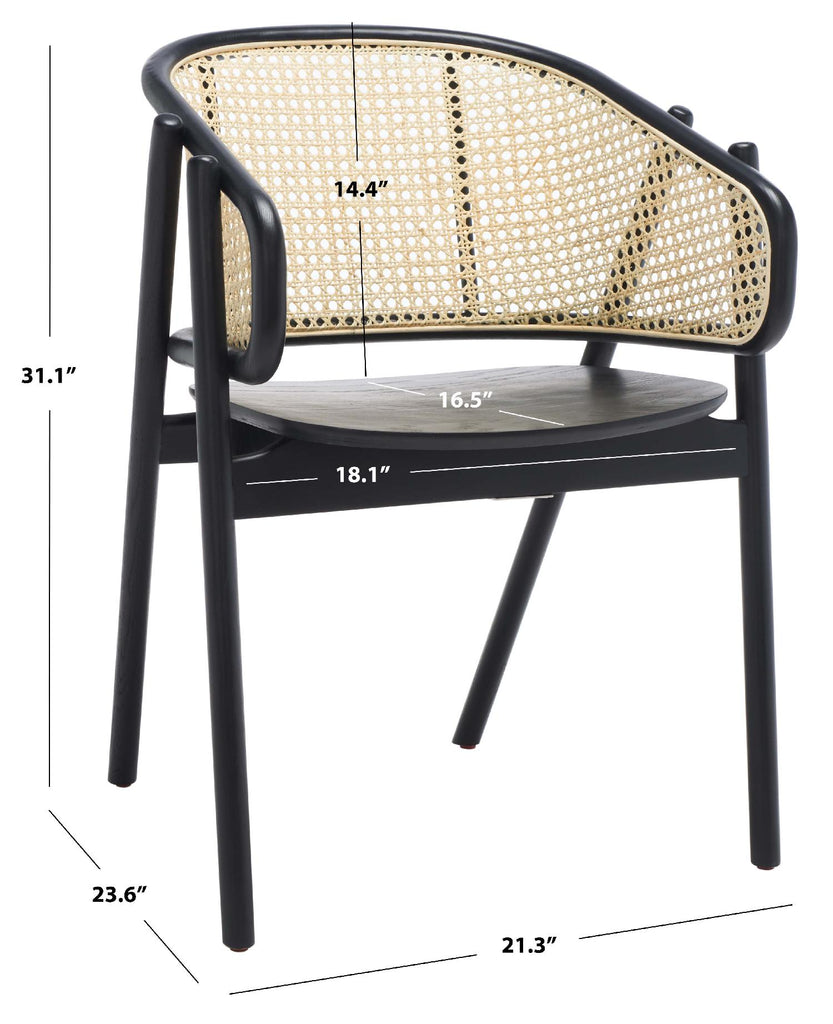 Safavieh Couture Emmy Rattan Back Dining Chair - Black / Natural