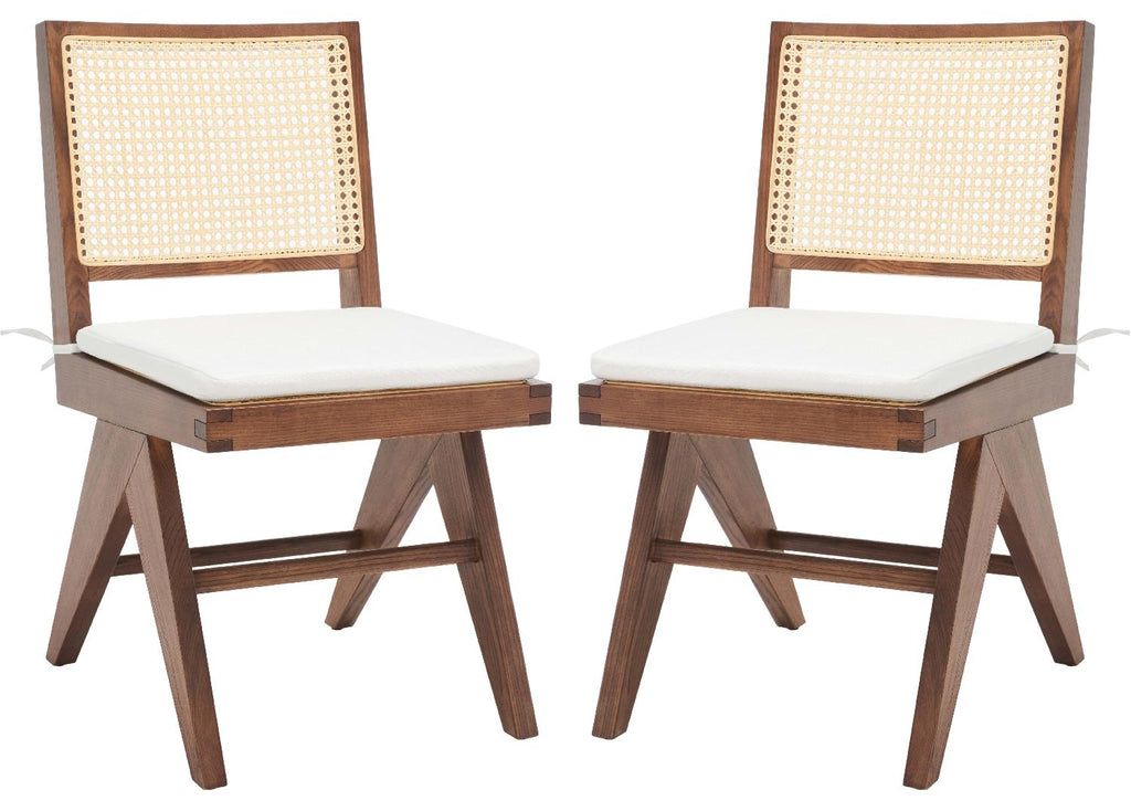 Safavieh Couture Colette Rattan Dining Chair(Set of 2) - Walnut / Natural