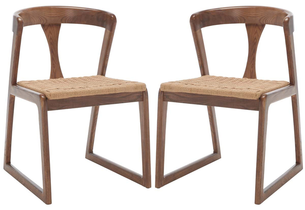 Safavieh Couture Jamal Woven Dining Chair - Walnut / Natural (Set of 2)