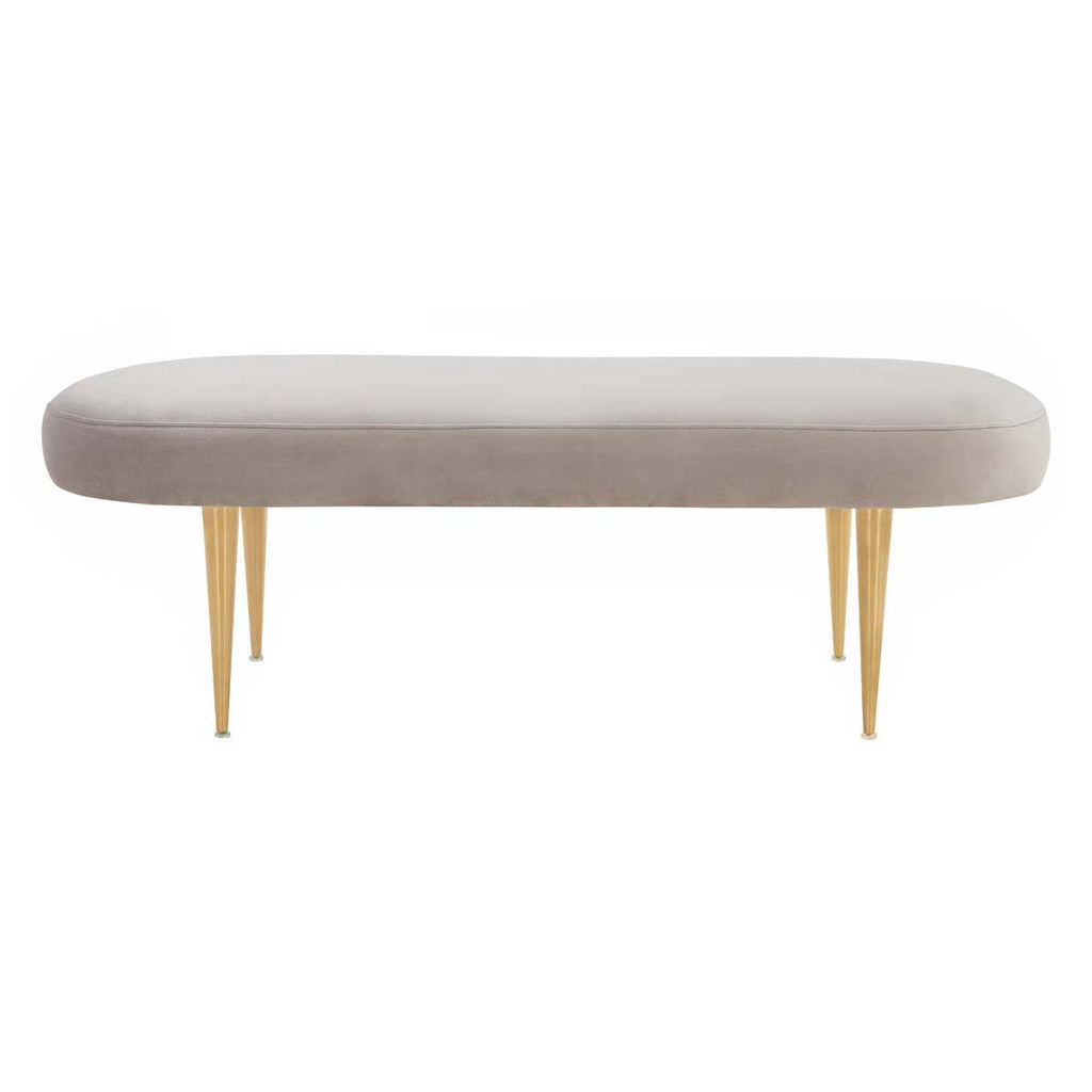 Safavieh Corinne Velvet Oval Bench-Pale Taupe