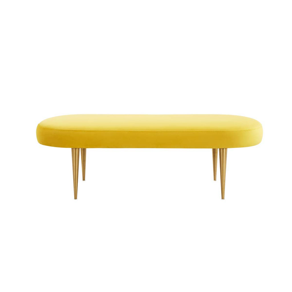 Safavieh Couture Corinne Velvet Oval Bench - Marigold