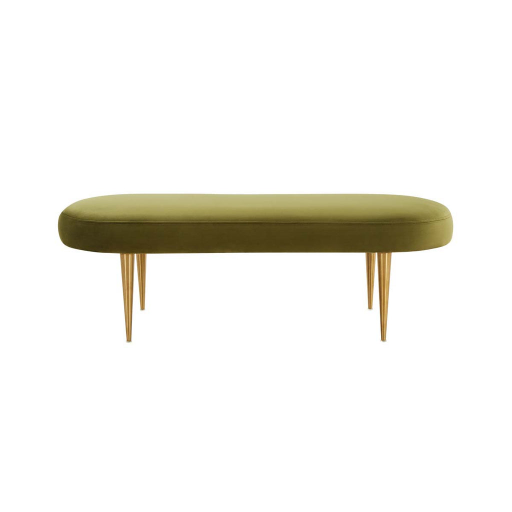 Safavieh Couture Corinne Velvet Oval Bench - Olive