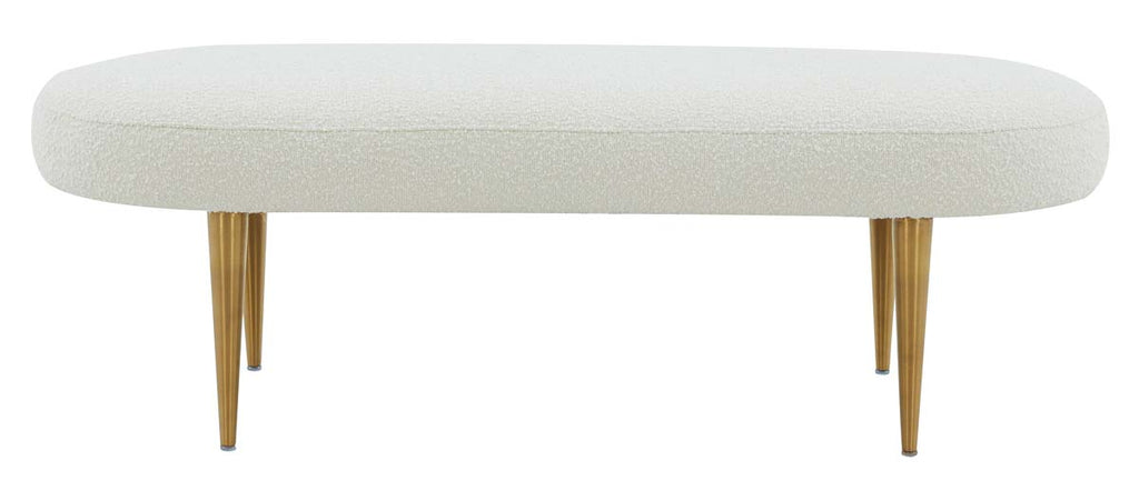 Safavieh Couture Corinne Boucle Oval Bench - Ivory