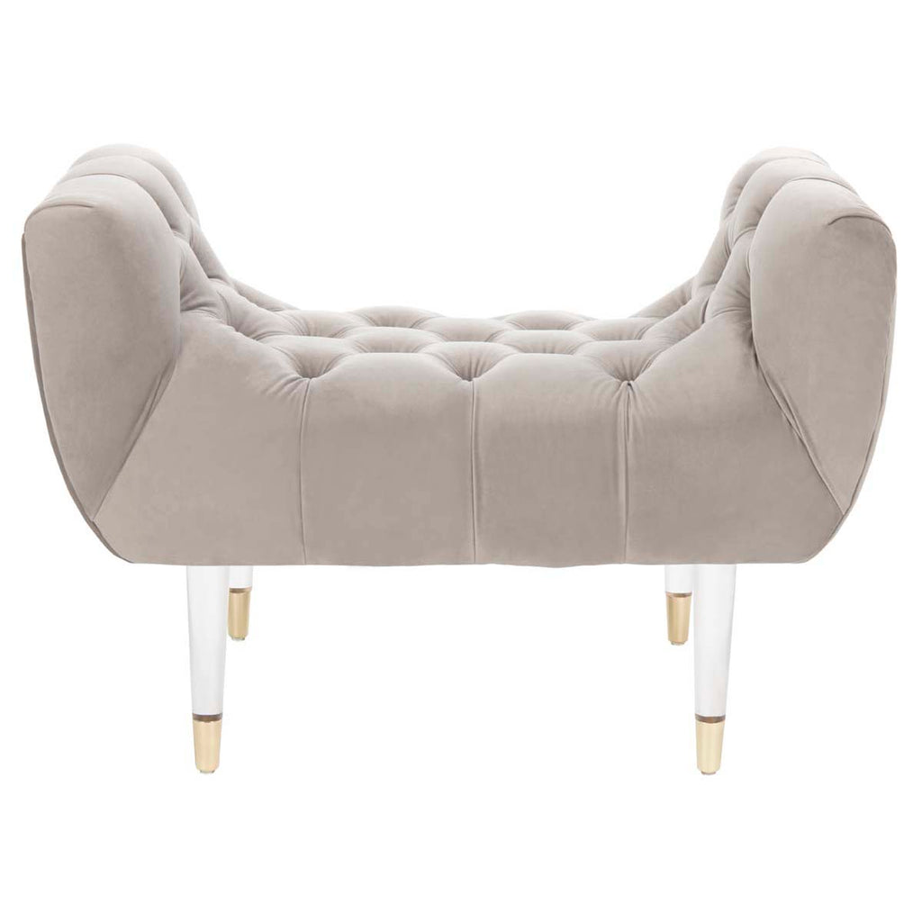 Safavieh Couture Eugenie Tufted Velvet Acrylic Bench - Pale Taupe