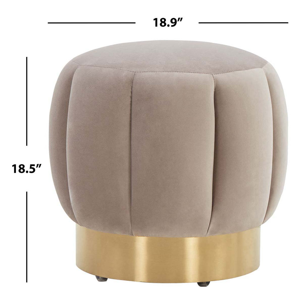 Safavieh Maxine Channel Tufted Ottoman-Pale Taupe