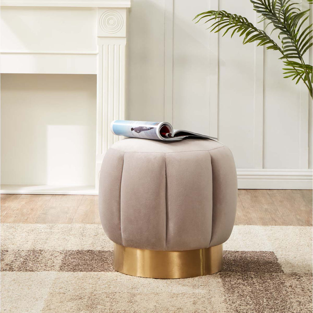 Safavieh Maxine Channel Tufted Ottoman-Pale Taupe