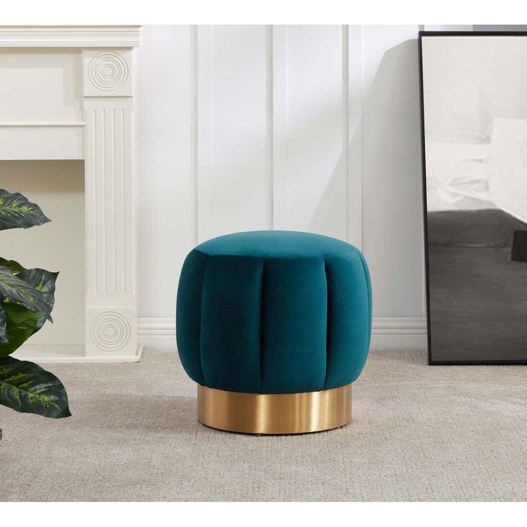 Safavieh Maxine Channel Tufted Otttoman - Petrol