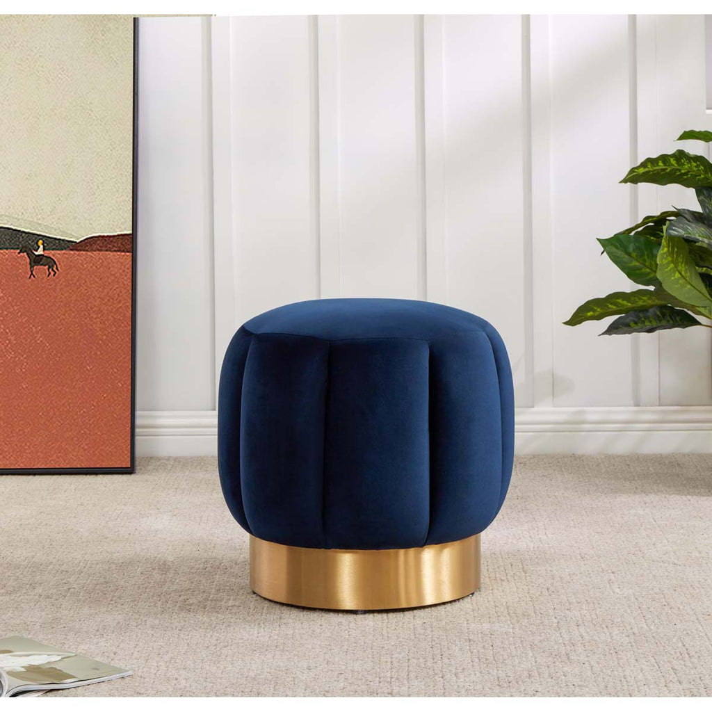 Safavieh Maxine Channel Tufted Otttoman - Navy