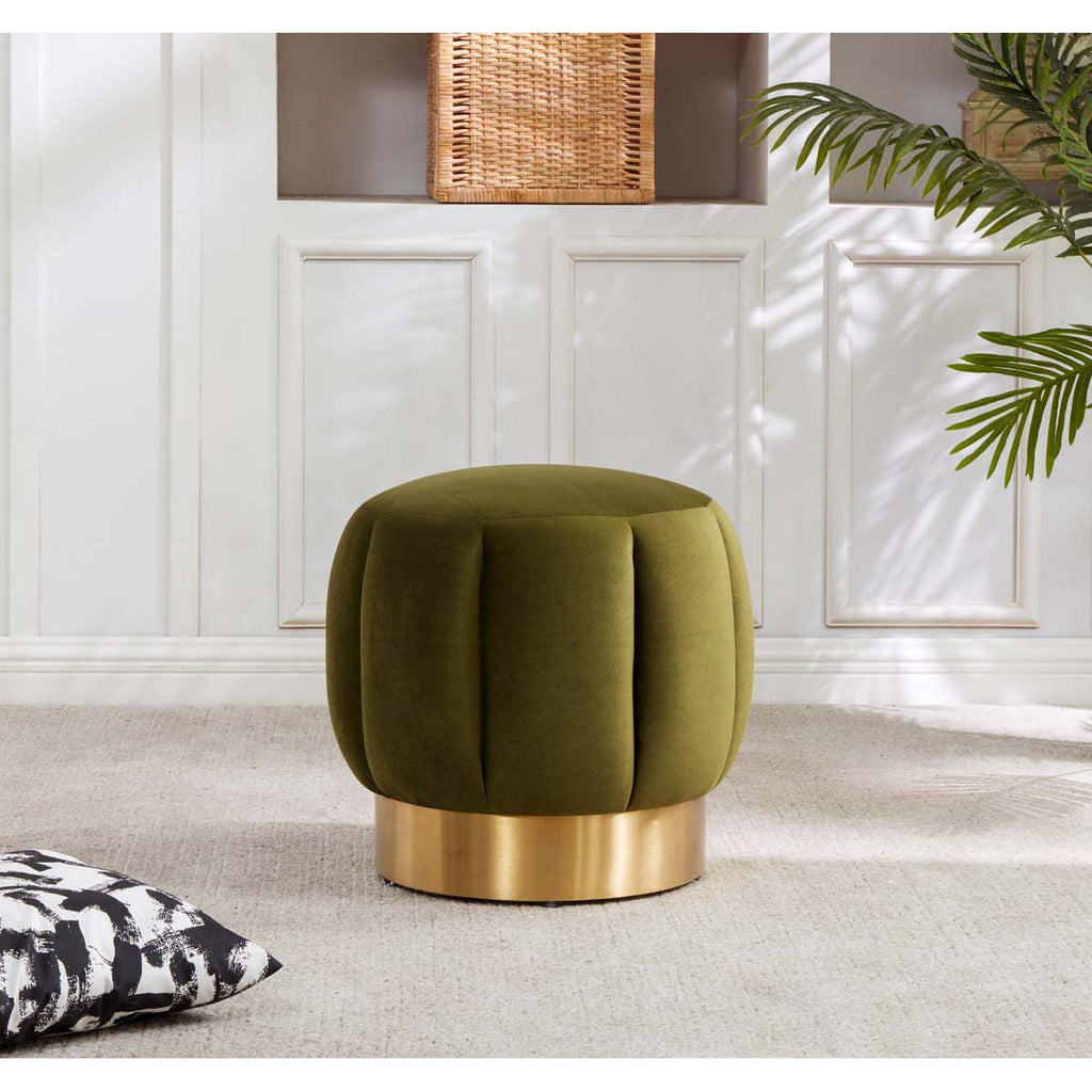 Safavieh Maxine Channel Tufted Otttoman - Olive